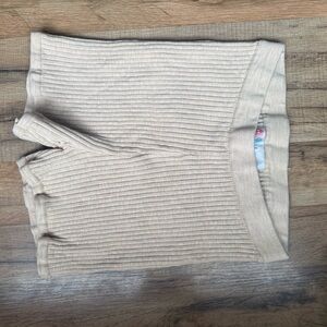 Free People Beige Ribbed Bike Shorts